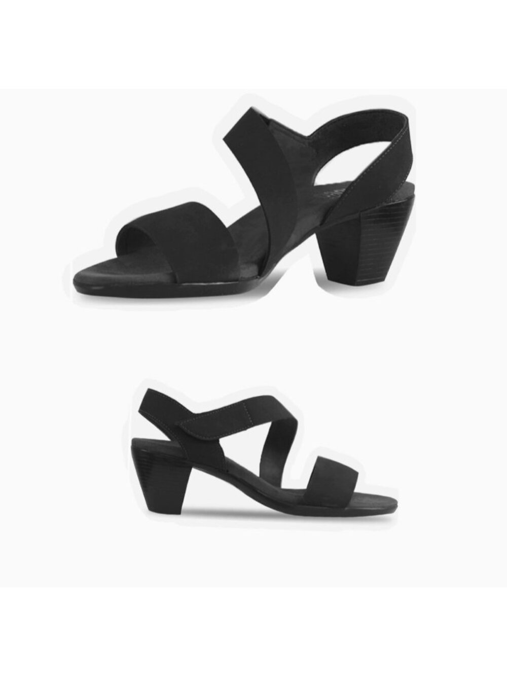 Munro Lucia Sandals Black Nubuck Low Cone Heels Women Size 8 Wide
